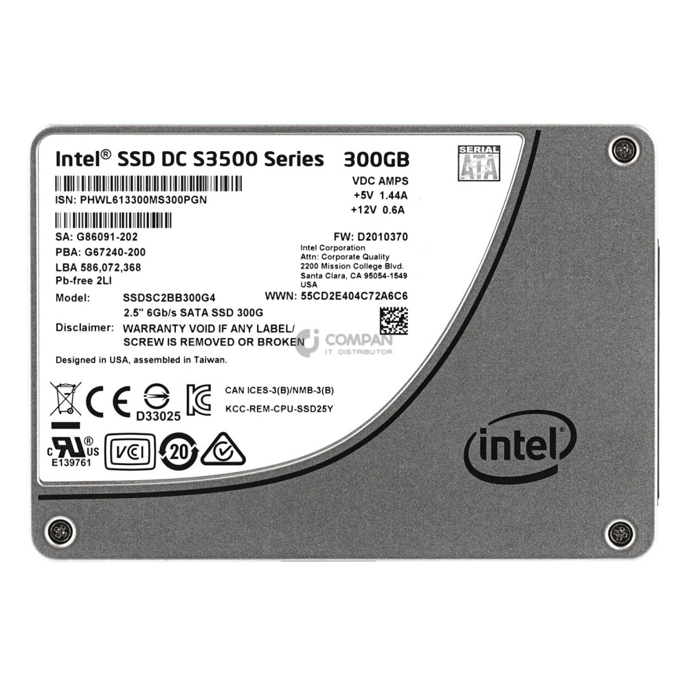 SSDSC2BB300G4 INTEL SSD 300GB SATA 6G 2.5" SFF